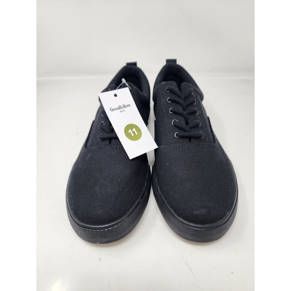 Goodfellow & Co Mens Black Canvas Low Top Lace Up Sneakers Size 11 New